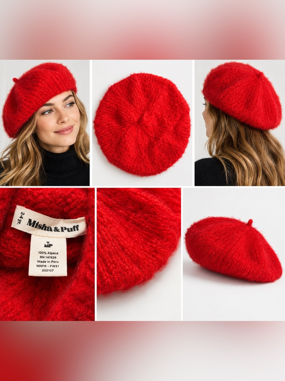 Misha & Puff Red Alpaca Beret